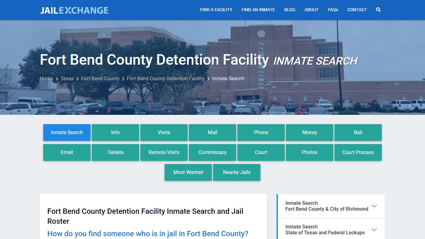 Fort Bend County Detention Facility Inmate Search - Jail Exchange